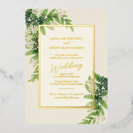 Invitación Con Relieve Metalizado Boda Flowns Ferns