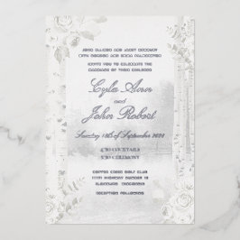 Invitación Con Relieve Metalizado Boda forestal Birch Tree