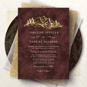 Invitación Con Relieve Metalizado Boda Formal al Aire Libre en las Montañas