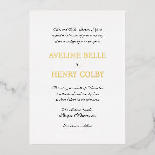 Invitación Con Relieve Metalizado Boda Formal Clásica Elegante