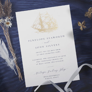 Invitación Con Relieve Metalizado Boda formal de Ilustracion náutico