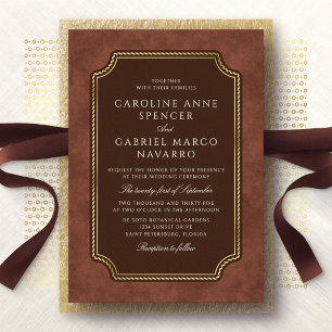 Invitación Con Relieve Metalizado Boda formal del desierto occidental