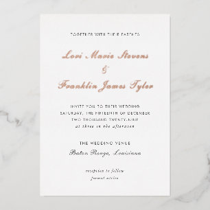 Invitación Con Relieve Metalizado Boda Formal Elegante
