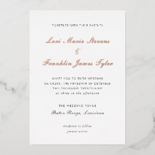 Invitación Con Relieve Metalizado Boda Formal Elegante Lori