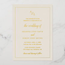 Boda Formal Elegante Monograma de Marfil Simple
