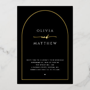 Invitación Con Relieve Metalizado Boda Formal Elegante Oro Negro Foto de Arco