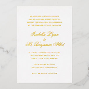 Invitación Con Relieve Metalizado Boda formal elegante tradicional