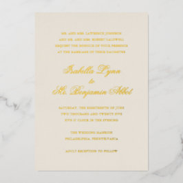 Invitación Con Relieve Metalizado Boda formal elegante tradicional de marfil