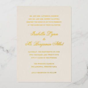 Invitación Con Relieve Metalizado Boda formal elegante tradicional de marfil