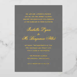 Invitación Con Relieve Metalizado Boda formal elegante tradicional gris
