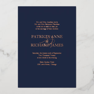 Invitación Con Relieve Metalizado Boda formal simple y elegante