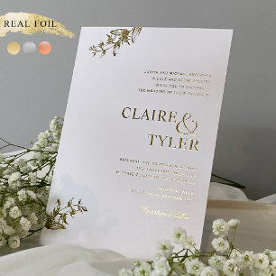 Invitación Con Relieve Metalizado Boda Formal y Elegante Tipografía Real Hoja de Alu