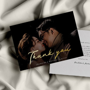 Invitación Con Relieve Metalizado Boda Foto manuscrita Gracias