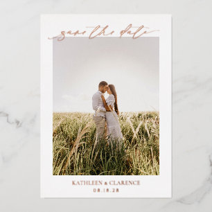 Invitación Con Relieve Metalizado Boda fotográfica clásica elegante salva la fecha