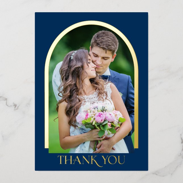 Invitación Con Relieve Metalizado Boda fotográfico con arcos modernos Gracias Reliev (Anverso)