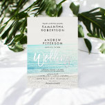 Invitación Con Relieve Metalizado Boda fotográfico de la playa de tipografía platead<br><div class="desc">Tipografía plateada Invitación a la boda fotográfica de la playa Una tipografía moderna, simple, elegante y de moda real con letras de la mano de pincel de plata en una fotografía de playa de fondo tropical. Perfecto para un boda tropical al aire libre sencillo, elegante y moderno o para una...</div>