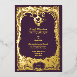 Invitación Con Relieve Metalizado Boda francés Luis XV Rococo