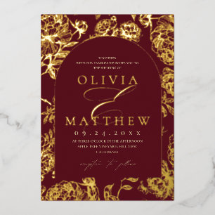 Invitación Con Relieve Metalizado Boda francesa de toile de Jouy con pan de oro y bu