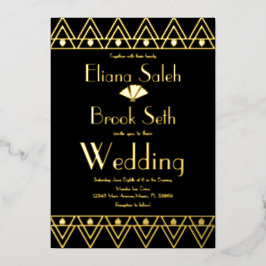 Invitación Con Relieve Metalizado Boda Gabsty Heart Border Gold Presionado