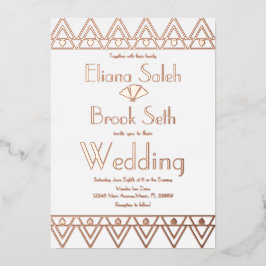 Invitación Con Relieve Metalizado Boda Gabsty Heart Border Gold Presionado