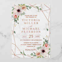 Boda geométrica floral bohemio rosa oro rosa