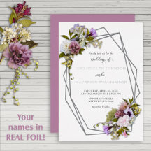 Boda geométrica floral multicolor plateada