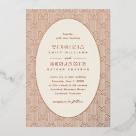 Invitación Con Relieve Metalizado Boda geométrico moderno