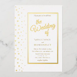 Invitación Con Relieve Metalizado Boda Gold Sparkle Classic