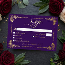 Boda Gótica con Rollo de Oro Púrpura Ornata Vintag