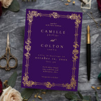 Boda Gótica de Rollo de Oro Púrpura Ornata Vintage