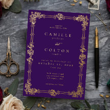 Boda Gótica de Rollo de Oro Púrpura Ornata Vintage