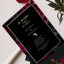 Boda Gótica Negro Rojo Satén Luna Creciente Dorado