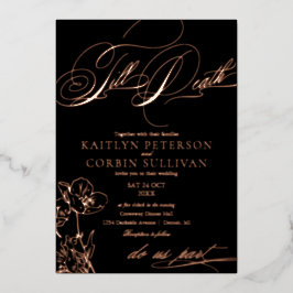 Invitación Con Relieve Metalizado Boda gótico elegante de flores silvestres