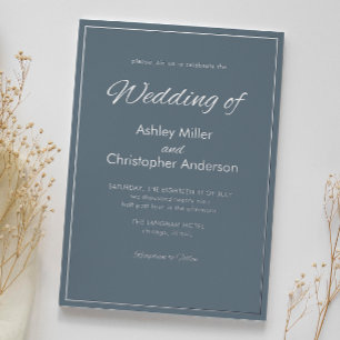 Invitación Con Relieve Metalizado Boda gris pizarra de guión minimalista