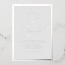 Invitación Con Relieve Metalizado Boda Gris Plateado