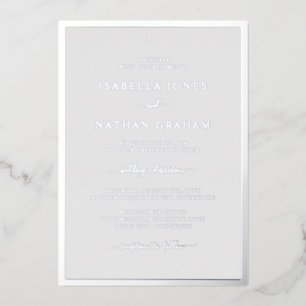 Invitación Con Relieve Metalizado Boda Gris Plateado