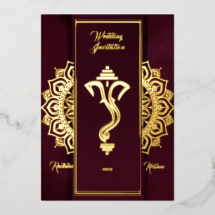 Invitación Con Relieve Metalizado Boda hindú ganesha