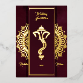 Invitación Con Relieve Metalizado Boda hindú india de Ganesha