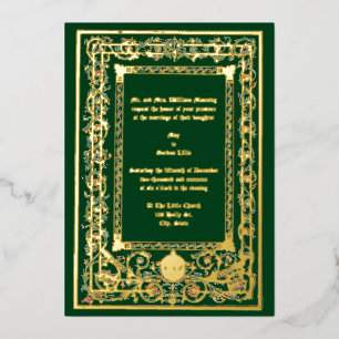 Invitación Con Relieve Metalizado Boda Iluminada "Medieval" Vintage