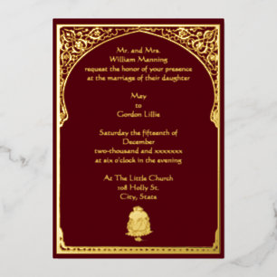Invitación Con Relieve Metalizado Boda India elegante vintage con Ganesh y borde