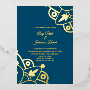 Invitación Con Relieve Metalizado Boda India Mandala Moderna Prensa  