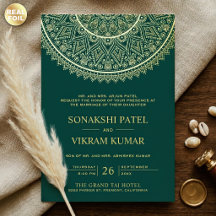 Boda India Mandala Tradicional Teal Gold