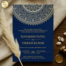 Boda India Tradicional Mandala Azul Dorado