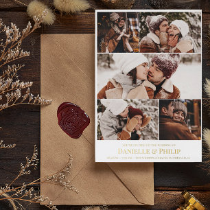Invitación Con Relieve Metalizado Boda informal de fotomontaje limpio