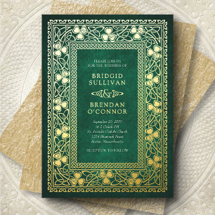 Invitación Con Relieve Metalizado Boda irlandesa celta de San Patricio