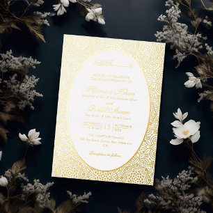 Invitación Con Relieve Metalizado Boda Islámica Artística Mihrab Persa