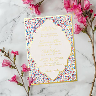 Invitación Con Relieve Metalizado Boda Islámica Artística Mihrab Persa