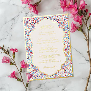 Invitación Con Relieve Metalizado Boda Islámica Artística Mihrab Persa