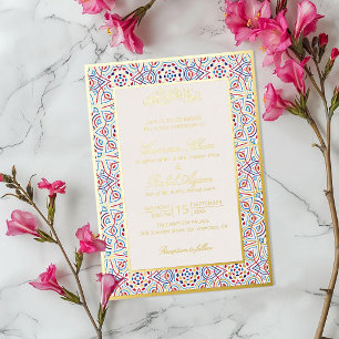 Invitación Con Relieve Metalizado Boda Islámica Artística Mihrab Persa