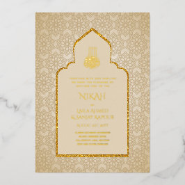 Invitación Con Relieve Metalizado Boda islámica musulmana de Nikah Walima con lámina